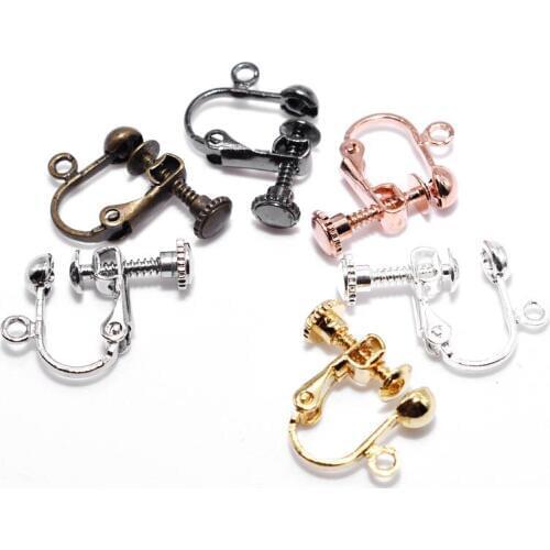 40pcs Screw Back Clip On No pierced Clip Earrings Bases With a Loop Connectors Hanging on Dangle Earrings Findings Settings