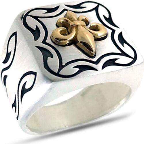 925 Sterling Silver Ring For Men Lily Polar Star Anchor Design Gift For Him Mens Rings Real Pure Silver - Turkish Jewelry