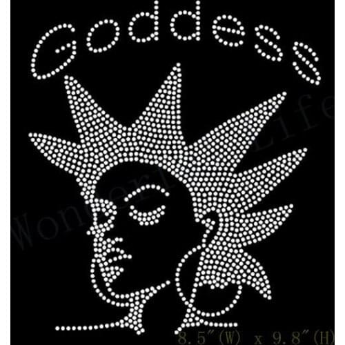 Free shipping hotfix rhinestones transfer GODDESS AFRO GIRL RHINESTONE TRANSFER for clothing