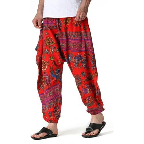 Harem Pants Printed Drop Crotch Men Multi Pockets Loose Oversized Trousers New Fashion Jogger Sweatpants Casual Pant Streetwear