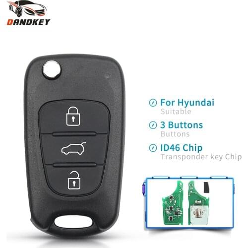 Dandkey Remote Control Key For Hyundai Sonata 433Mhz ID46 Chip Fob 3 Buttons Flip Folding Car Key Uncut TOY40 Blade For Hyundai