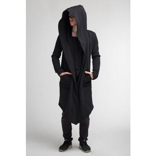 Unisex Men Women Long Cloak Cape Coat Female Male Casual Open Stitch Hooded Solid Pocket Loose Long Clock Coat Outwear Hot Sale