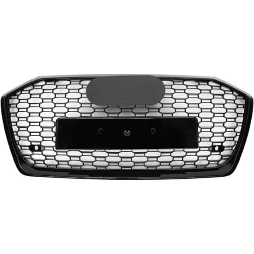 For RS6 Style Front Sport Hex Mesh Honeycomb Hood Grill Gloss Black for Audi A6/S6 C8 2019-2020 car accessories