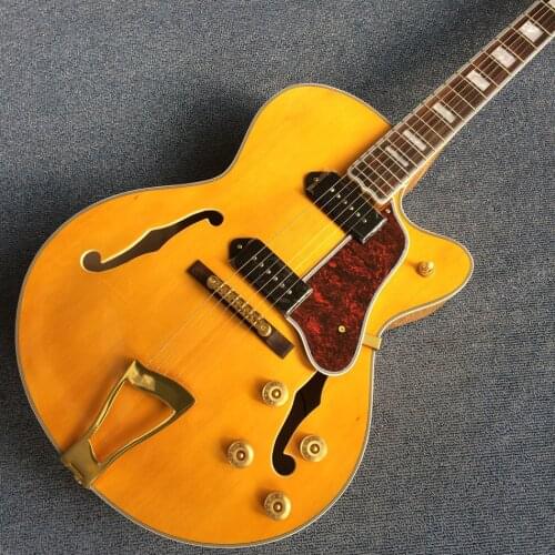 Jazz Hollow Body Electric Guitar, Rosewood fingerboard, 2 F holes, Flame Maple Back 2 P90 pickups, , Free shipping