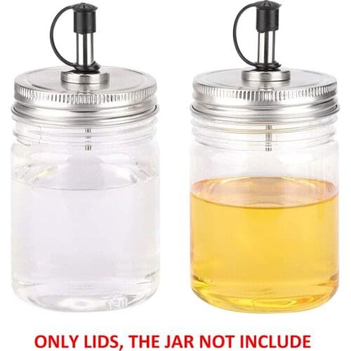 70mm Regular Mouth Mason Jar Lids Leak-Proof Seal Stainless Steel Mason Jar Pour Spout Top Lid For Olive Oil Cocktail Portable
