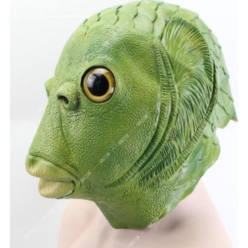 Halloween Party Latex Cute Masquerade Rubber Golden Fish Masks Realistic fish head Mask Animal Full Head Mask Free Shipping