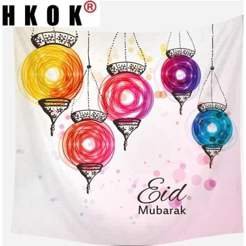HKOK Ramadan Mandala Tapestry Hanging Covering Rugs Background Cloth Beach Mat Blanket Art Bedroom Living Dorm Home Decor