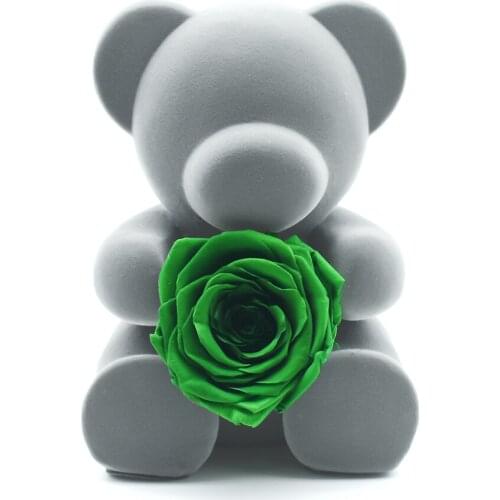 Art Ornament Rose Bear Green Forever Flower Valentines Day Gift Art Craft Gift Holiday Gift Home Decor Collection