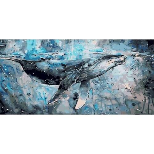 Painting By Number Whale Animal On Canvas With Framed 40x50 Oil Picture Drawing DIY Craft Kits For Adults Coloring By Number Art