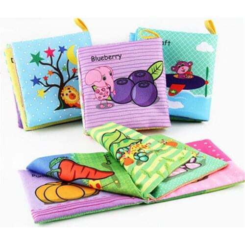 Baby Cloth Book Soft Animal Shower Book Toy Newborn Stroller Hanging Washable Toy Early Learning Educational Baby Toys
