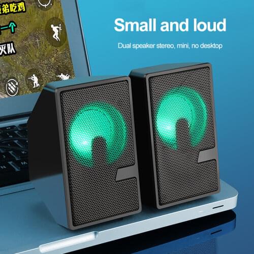 Mini Computer Speaker Stereo Surround Sound LED Lights USB Wired Speakers for PC Laptop Desktop Audio Speaker Media Loudspeaker