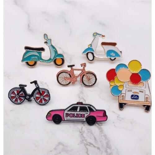 Cartoon Enamel Brooches Fashion Bike Bicycle Car Alloy Button Badges Pins Shirt Bag Hat Jewelry Trinket For Friends Kids