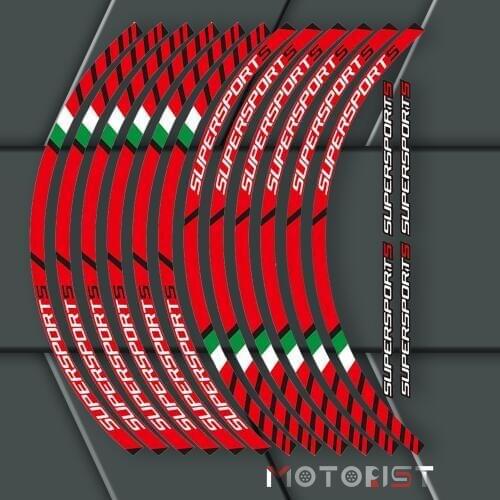 A set of 12pcs high quality motorcycle wheel decals waterproof Reflective stickers rim stripes For DUCATI super sport