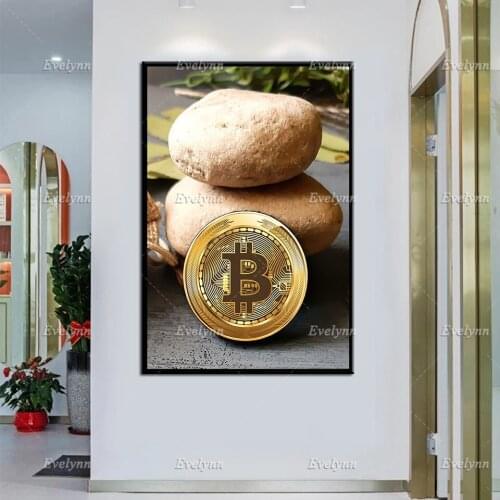 Crypto Money Wall Art,Bitcoin Canvas, Bitcoin Millionaire Painting Posters and Prints on Canvas Wall Art Picture for Living Room