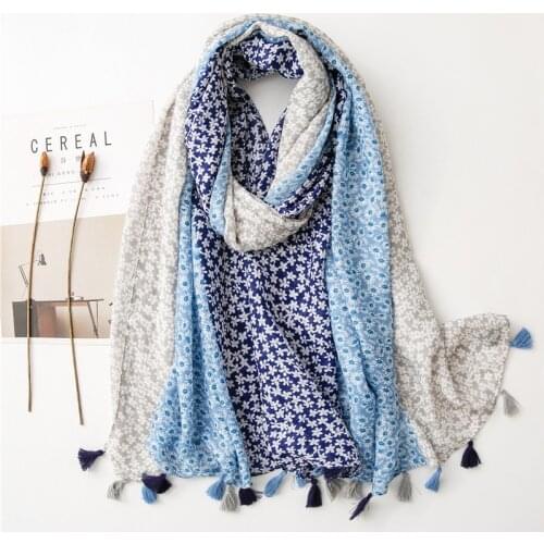Fashion New Ombre Polka Dot Floral Tassel Viscose Shawl Scarf Lady High Quality Wrap Pashminas Stole Bufandas Muslim Hijab Snood