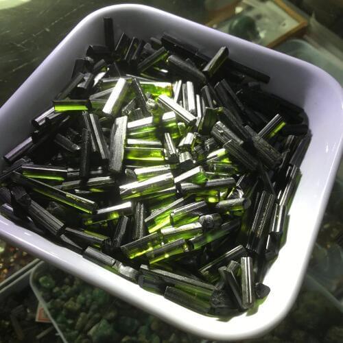 Natural Green Tourmaline crystal Gemstone mineral specimen