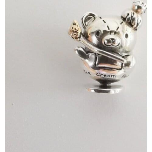 Ice Cream Bear Charm Beads Silver 925 Original Beads Fit Original Bracelet Jewelry Bead for Jewelry Making Bead Pendants