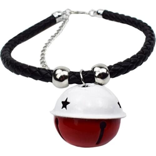 Pet Collar Cartoon Big Bell Cat Dog Dog Collar PU Rope Cat Collar Accessories Cat Collars with Bell Hand-knitted