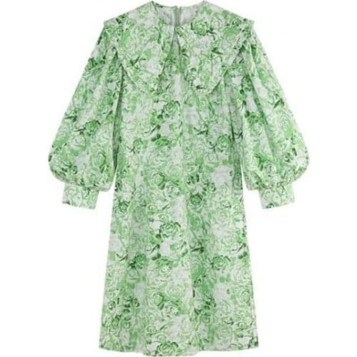 Floral Print Elegant Flower Summer Dress Women Pastel Vestidos New Style A-line Party Dress Peter Pan Collar Ukraine Vacation