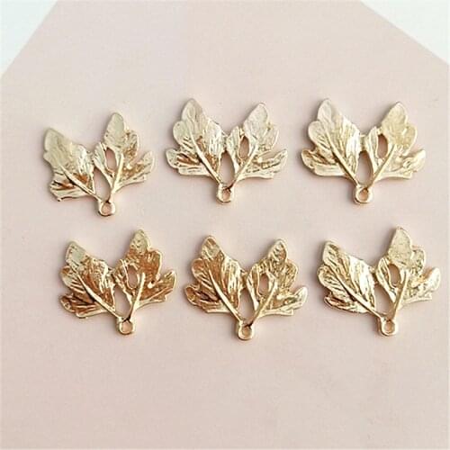 10 PCS 19mm*20mm Fashion Metal Alloy KC Gold Leaf Charms Pendant DIY Jewelry Accessories