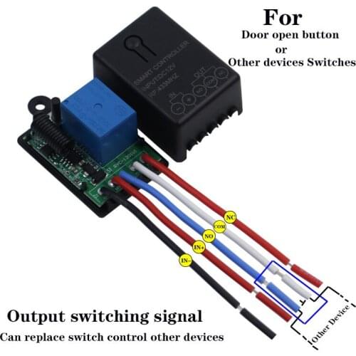 433 Mhz DC 12V Smart Home RF Remote Controls with Wireless Remote Switch 1CH Relay Receiver Module for Lock Door Curtain Pumps