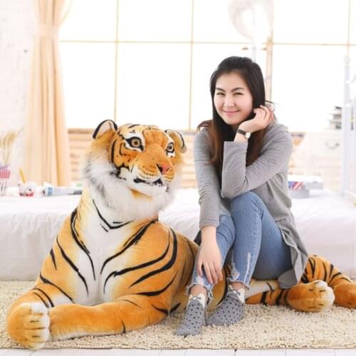 30-120 cm Lifelike Tiger Leopard Plush Toys Soft Stuffed Animals Simulation White Tiger Jaguar Doll Children Kids Birthday Gifts