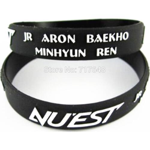 200pcs Embossed KPOP NUEST wristband silicone bracelets free shipping by FEDEX