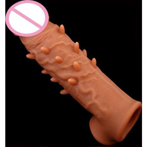 Silicone Penis Sleeve Extender Spike Condom For Men Delay Ejaculation Cock Rings Reusable Condoms Dick Sleeve Penis Extension