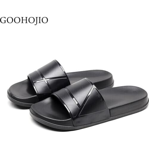 Summer Home Men Slippers Simple Black White Shoes Non-slip Bathroom Slides Flip Flops Couples Indoor Women Platform Slippers