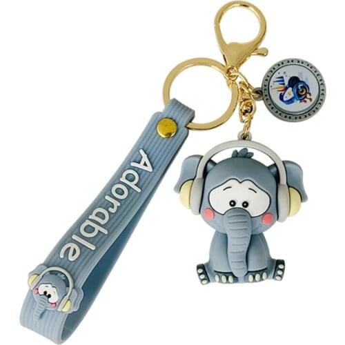 T5EC 5cm/2inch Women Gift Cartoon Key Chain for Handbags Purses Clothing & Backpack Key Ring Elephant Panda Pendant