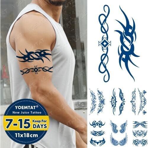 Juice Ink Tattoos Body Art Lasting Waterproof Temporary Tattoo Sticker Maori Totem Tatoo Wings Waist Arm Fake Tatto Women Men