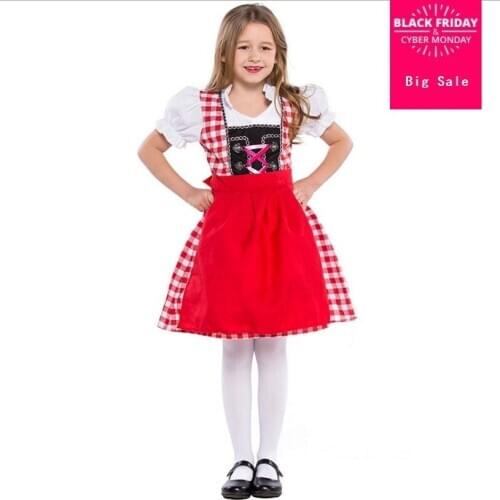Childrens German beer Festival traditional costumes Bavarian Oktoberfest beer girl costumes Lolita A-line dress Apron L602