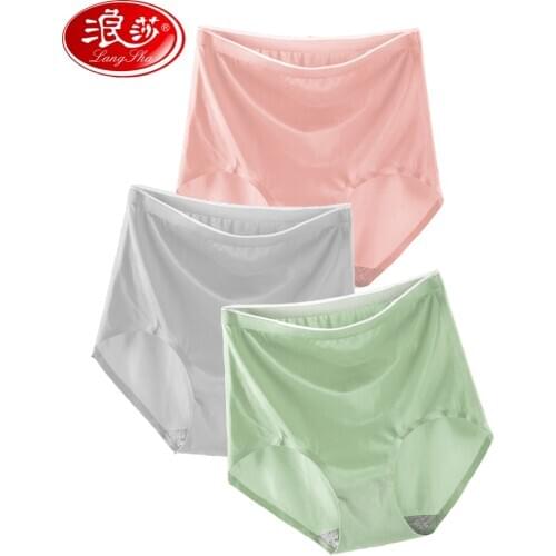 LANGSHA 3Pcs/set High Waist Seamless Panties Women Sexy Traceless Summer Nylon Female Briefs Body Shaper Underwear Plus Size 3XL