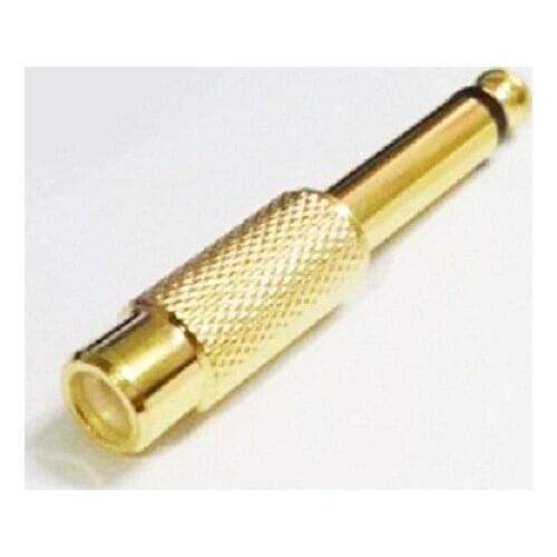 AT Mono Plug RCA Jack 6.35mm 1/4"Audio Adapter Connector Male to Female Golden for speaker use for mono channel microphone