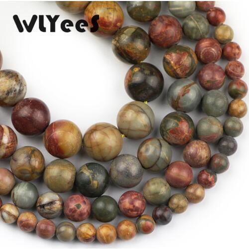 WLYeeS Natural Picasso Stone Bead for Jewelry bracelet Necklace Making DIY 15inch Natural Stone round Beads 6-12mm Factory price