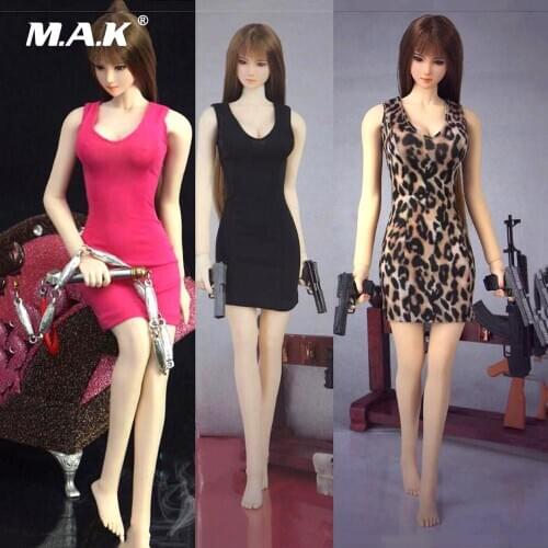 1:6 Scale Woman Figure Clothes Vest Tight Dress Black/Red/Leopard print Colors for 12 Inches PH Largest Bust Figure Body