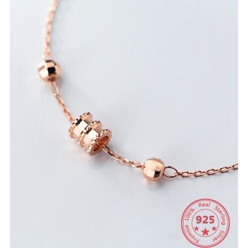 2020 New Design S925 Sterling Silver Bracelet Round Elliptical Cylinder Bead Simple Fashion Temperament Wild Womens Jewelry