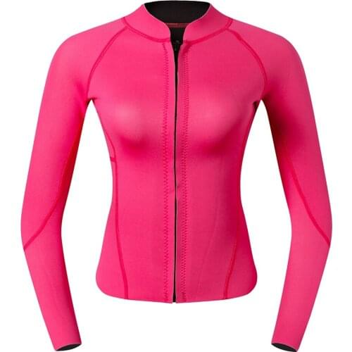 Women Wetsuit 2mm Suit Top Shirt Diving Swimming Jacket Rose Red