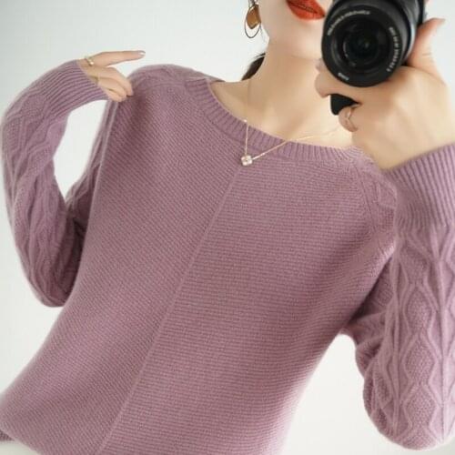 New Fashion 100% Wool Sweater Women Knitted Long Sleeve Cashmere Pullover Autumn Winter O-Neck Korean Version Tops Pull Femme