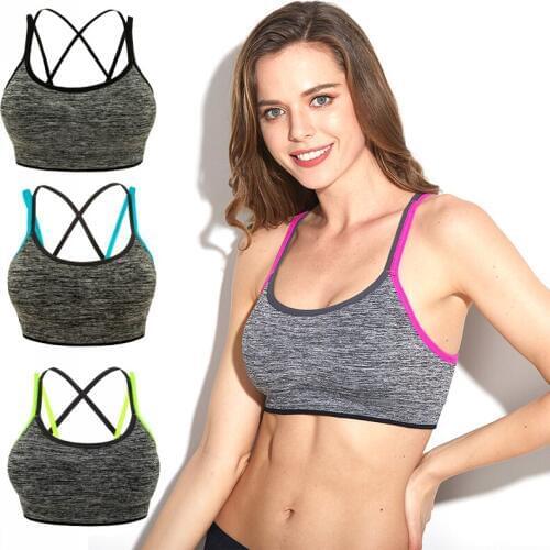 Women Brassiere Sport Bra Push Up Padded Bras Breathable Fitness Tank Top Sexy Lingerie Cross Side Buckle Wireless Underwear