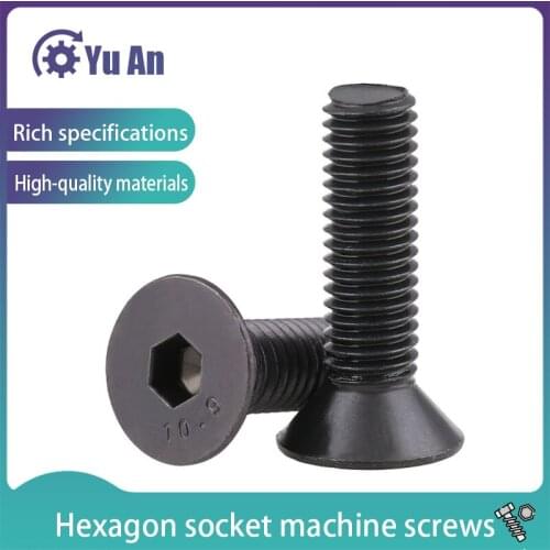 10.9 Level Black Hex Socket Flat Head Bolts KM DIN7991 Countersunk Head Hexagon Socket Machine Screw M8 M10 M12 M16 5Pcs