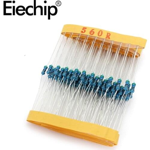 100pcs/lot 1/4W 1% Metal film resistor 560R 0.25W resistance 560 ohm Throught Hole