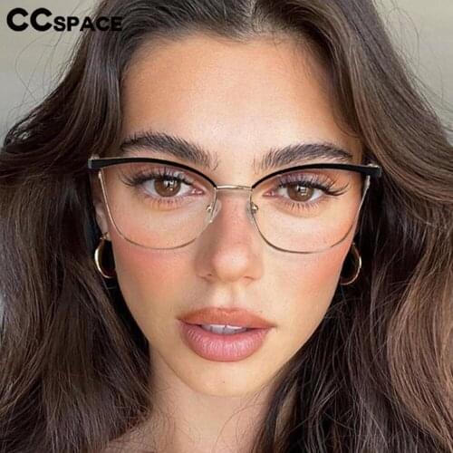53165 Anti Blue Light Metal Cat Eye Glasses Frame Women Optical Fashion Computer Eyeglasses
