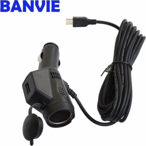 BANVIE DC 5V 3A Dual USB Car Cigarette Lighter Charger Adapter For Vehicle DVR Charging with 3.5m Cable Mini / Micro USB Port