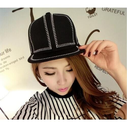 2018 New Arrival Embroidery Line Hat Bold Lines Snapback Cap Blank Baseball Cap Personality Flat Brim Hat