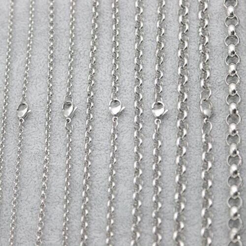 316 Stainless Steel 2 2.5 3 4 5 6 7 8 9 10 12mm 24inch rolo necklace Chains for lockets Pendant Women Men