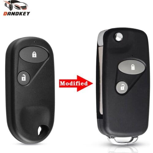Dandkey Car-styling Key Case 2 Buttons For Honda Civic CRV Accord Jazz Uncut Blade Modified Flip Remote Blank Key Cover Shell