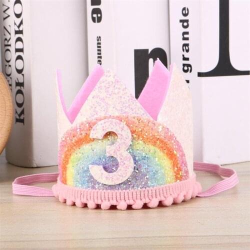 Adorable Baby Birthday Hats ChildrenS Party Crown Hat Rainbow Crown Hairband For Birthday Party Supplies Photo Prop