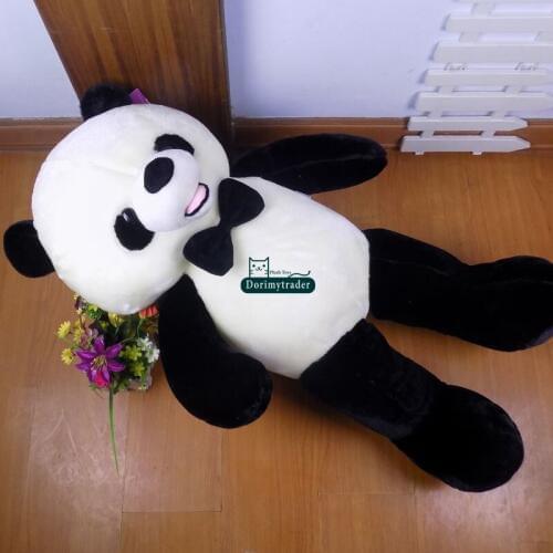 Dorimytrader Large 140cm Funny Soft Plush Cartoon Panda Toy 55'' Giant Stuffed Animal Panda Pillow Doll Baby Lover Gift DY61544