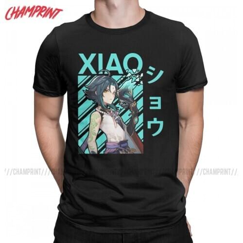 Mens T-Shirt Xiao Genshin Impact Creative 100% Cotton Tee Shirt Short Sleeve Anime Game T Shirts Round Neck Clothes Gift Idea